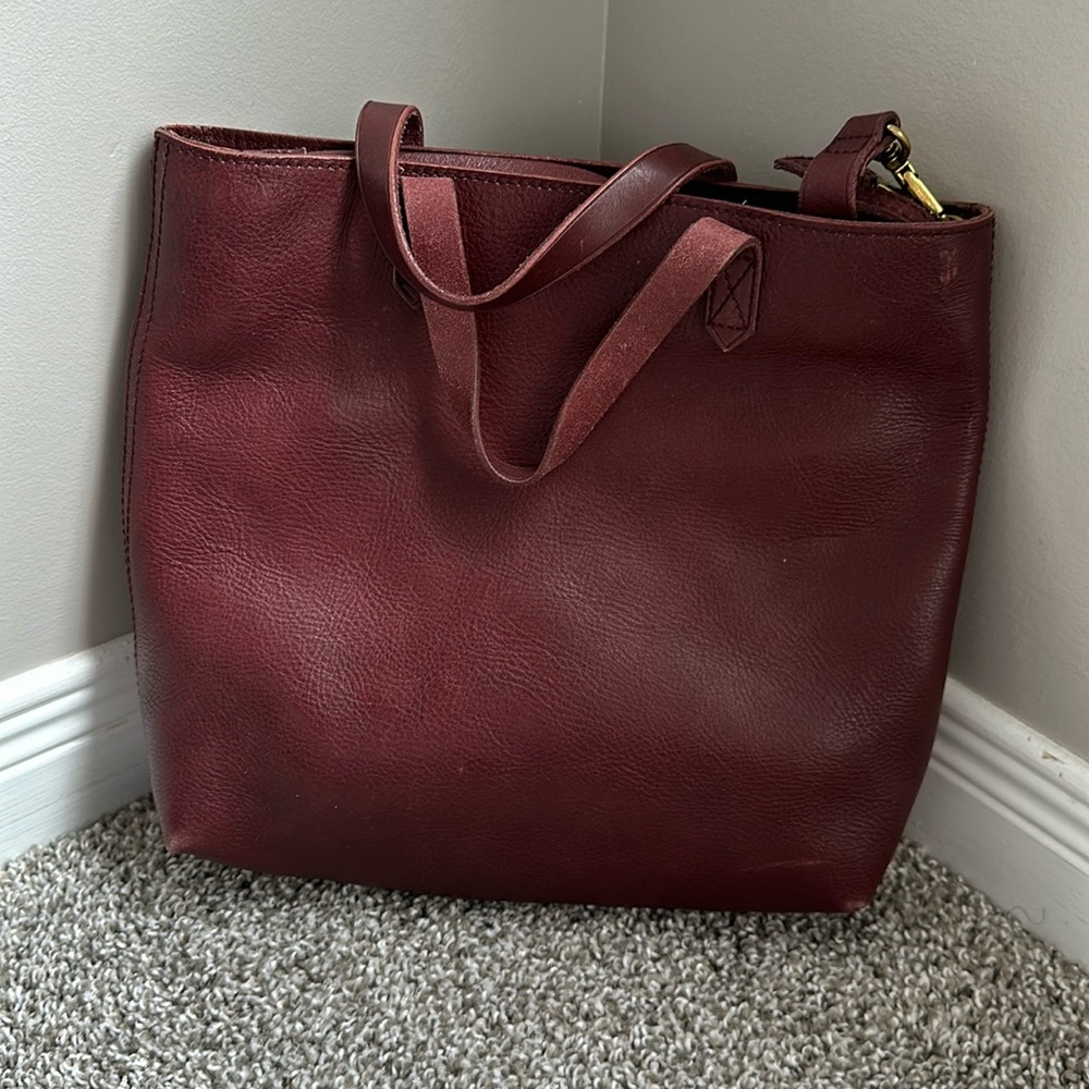 Madewell Mini Transport leather crossbody bag in Burgundy